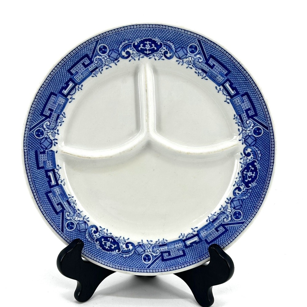 Jackson China Blue Willow Divided Grill Plate 9.5 Inch Vintage Restaurant Ware